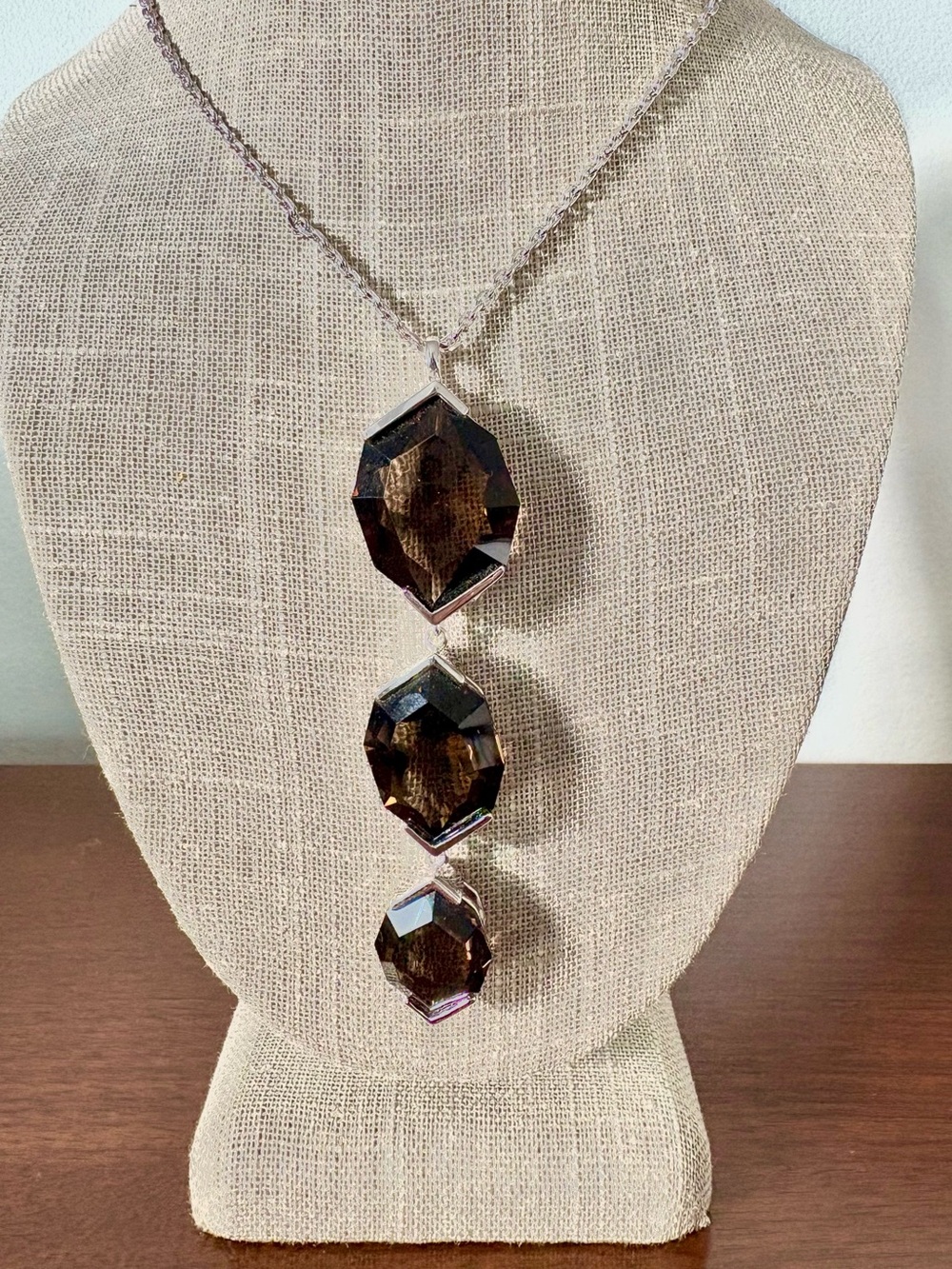 Smoky Quartz Sterling 925 jewelry by ELLE necklace in Mint Condition!